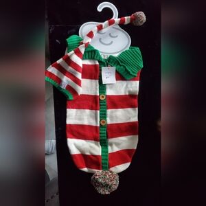 Red and White Striped Snuggle Sack And Hat Newborn CHRISTMAS photoshoot One Size